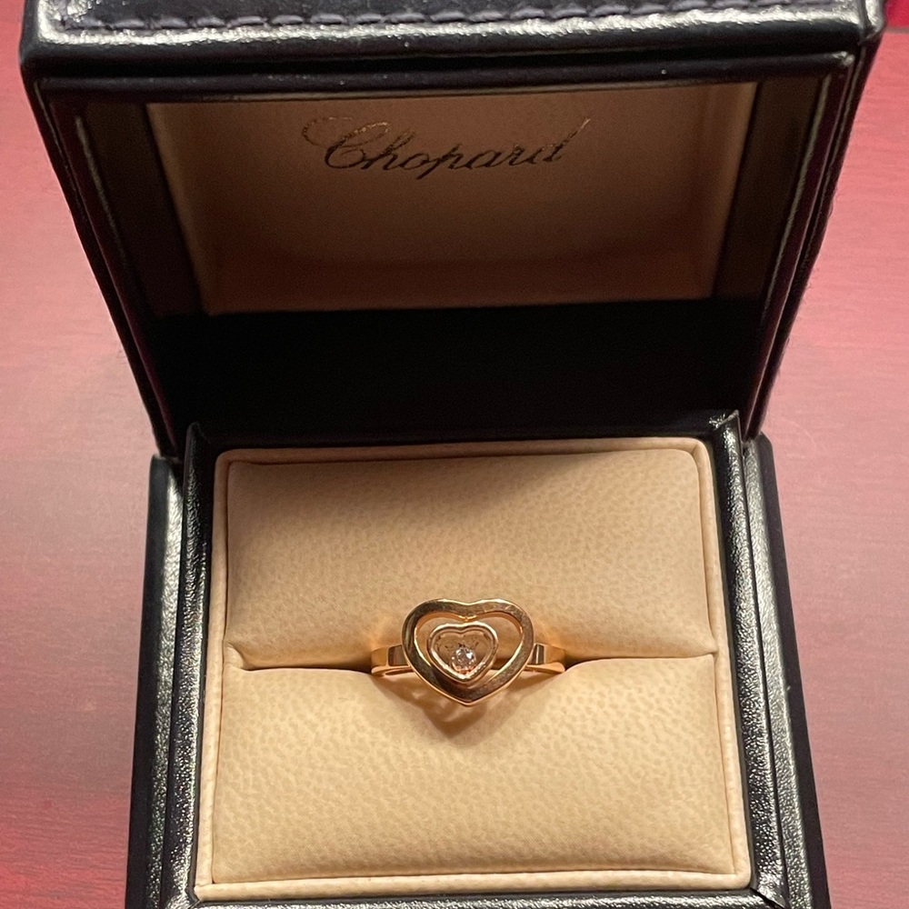 CHOPARD Happy Diamonds 18k Rose Gold Diamond Heart Ring